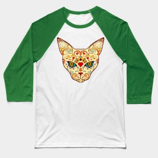 Sugar Skull Cat Baseball T-Shirt